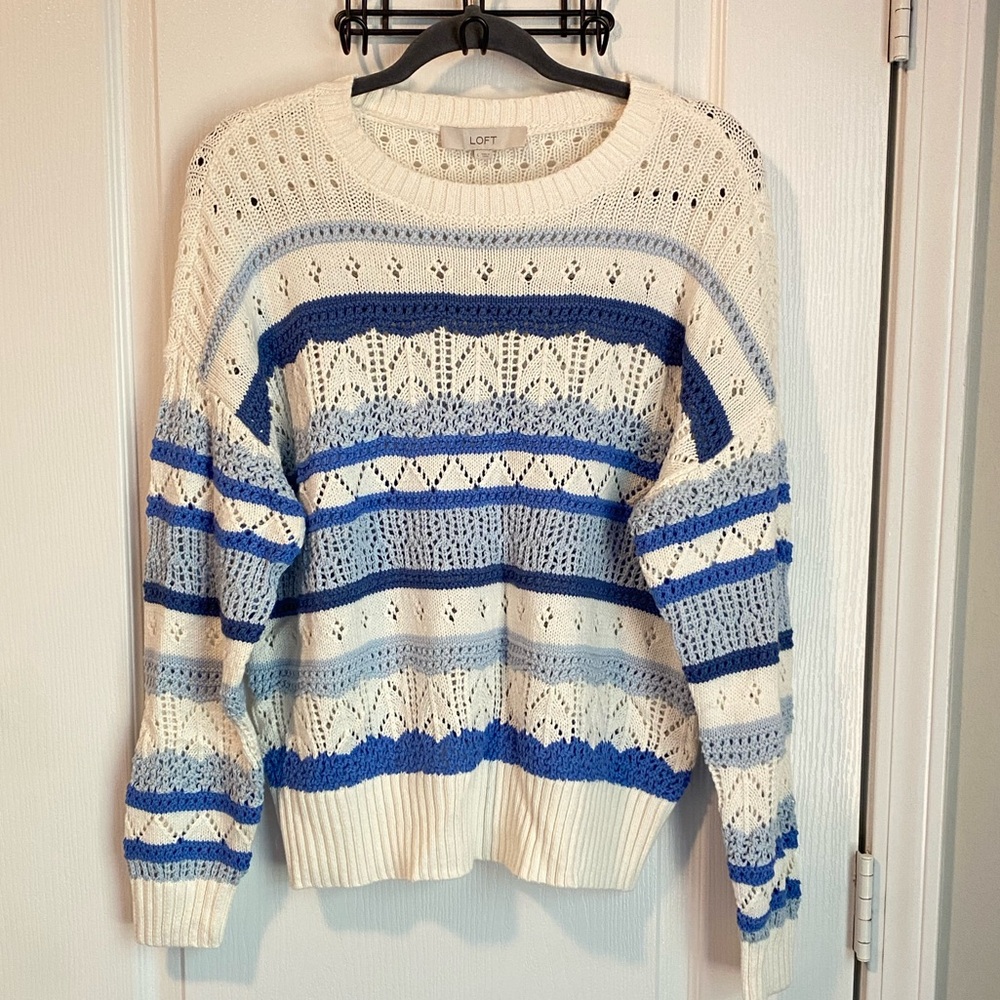 NWT Loft‎ Open Knit Cotton Blend Sweater